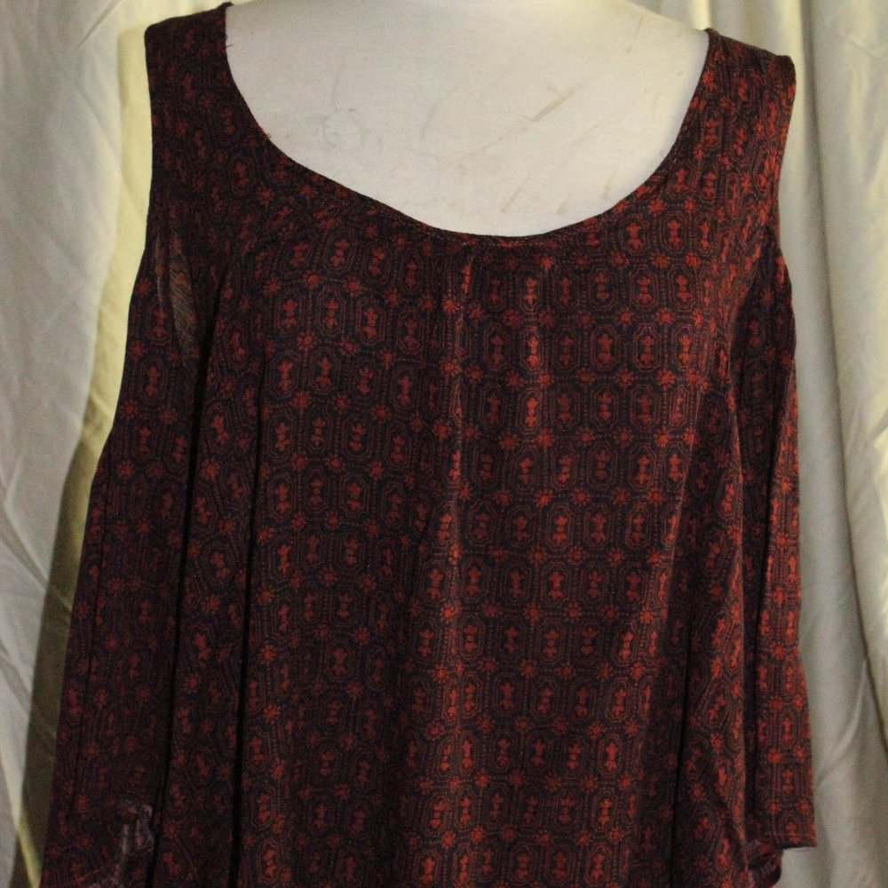 BOHO Blouse Burnt Orange and Blue szXL